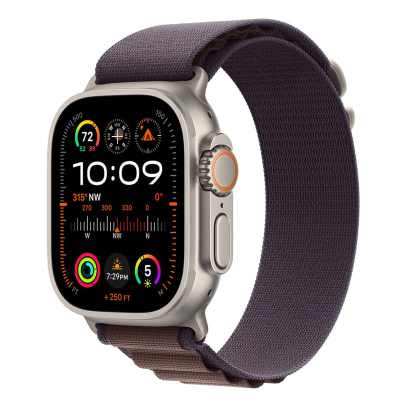 Apple Watch Ultra 2 (2023), 49 мм корпус из титана цвета «Natural», ремешок Alpine Loop размера M цвета «Indigo»