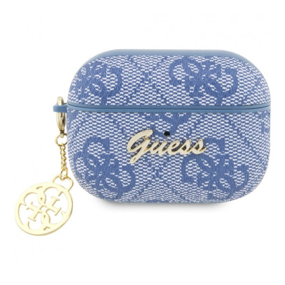 Чехол для Airpods Pro 2 Guess PU leather 4G with metal logo and Heart charm (GUAP2G4GSMB) Синий