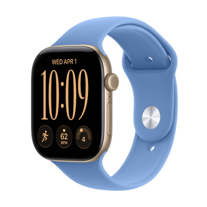 Apple Watch Series 12, 46 мм корпус из алюминия цвета «Space Gray», ремешок Sport Band размера S/M цвета «Wildflower Blue»