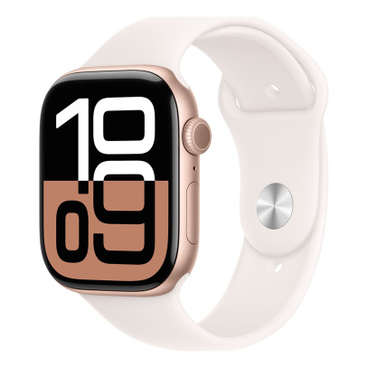 Apple Watch Series 10, 46 мм корпус из алюминия цвета «Rose Gold», ремешок Sport Band размера M/L цвета «Light Blush»