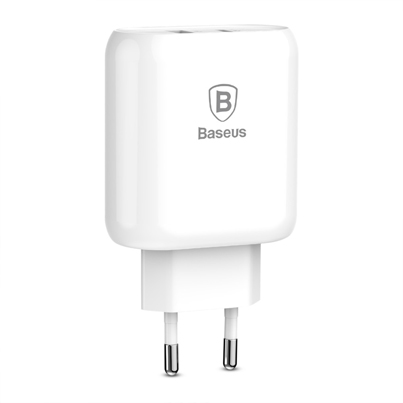 Зарядное устройство USB Type-C с кабелем для зарядки USB Type-C Baseus 2 USB Quick Charge 32Вт 5V/9V/12V Bojure Series Белый