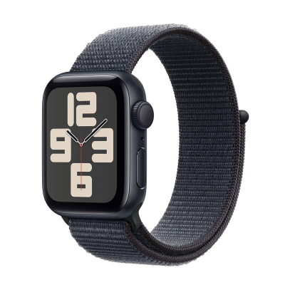 Apple Watch SE (2024), 44 мм корпус из алюминия цвета «Midnight», ремешок Sport Loop цвета «Ink»
