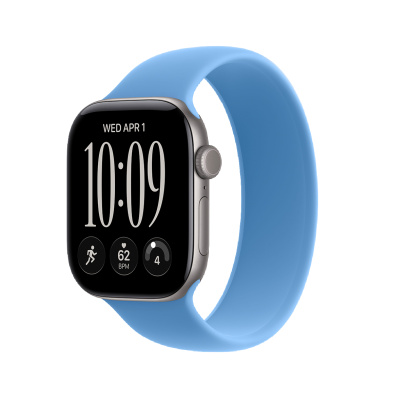 Apple Watch Series 12, 42 мм корпус из алюминия цвета «Space Gray», ремешок Solo Loop цвета «Wildflower Blue»