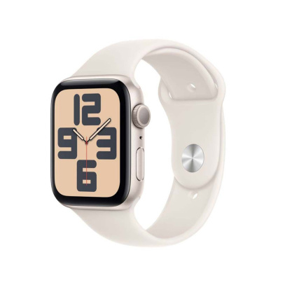 Apple Watch SE (2024), 40 мм корпус из алюминия цвета «Starlight», ремешок Sport Band размера M/L цвета «Starlight»