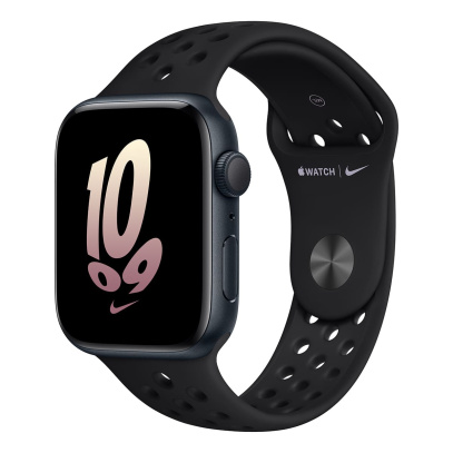 Apple Watch Nike SE (2022), 44 мм корпус из алюминия цвета «Midnight», ремешок Nike Sport Band размера M/L цвета «Black/Black»