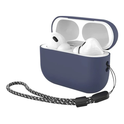 Силиконовый чехол с ремешком для AirPods Pro 2 Deppa (47341) Синий