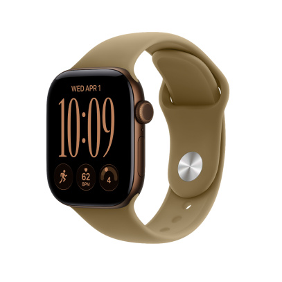 Apple Watch Series 12, 42 мм корпус из алюминия цвета «Dark Bronze», ремешок Sport Band размера S/M цвета «Olive»