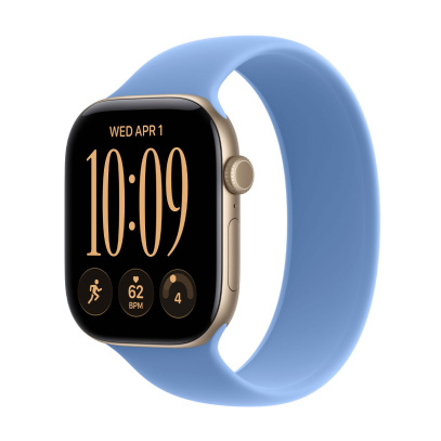 Apple Watch Series 12, 46 мм корпус из алюминия цвета «Space Gray», ремешок Solo Loop цвета «Wildflower Blue»