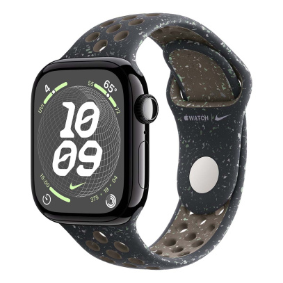 Apple Watch Series 10, 42 мм корпус из алюминия цвета «Jet Black», ремешок Nike Sport Band размера S/M цвета «Midnight Sky»