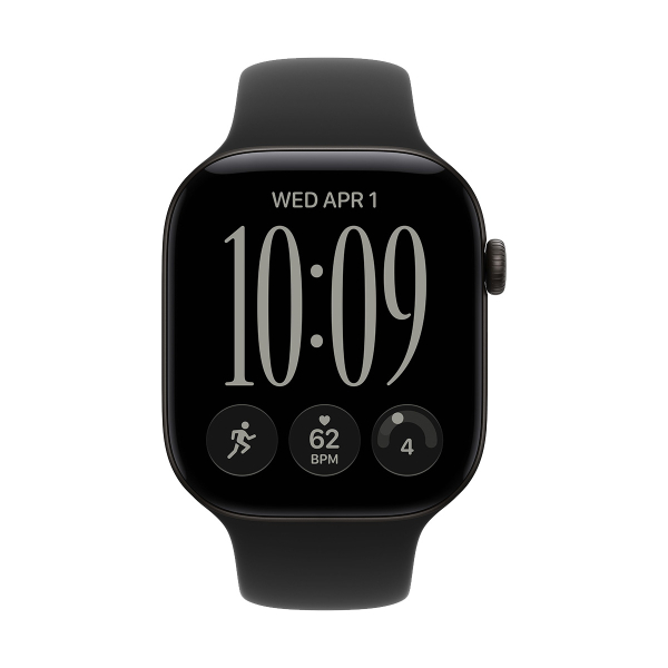 Apple Watch Series 12, 46 мм корпус из алюминия цвета «Black», ремешок Sport Band размера S/M цвета «Black»