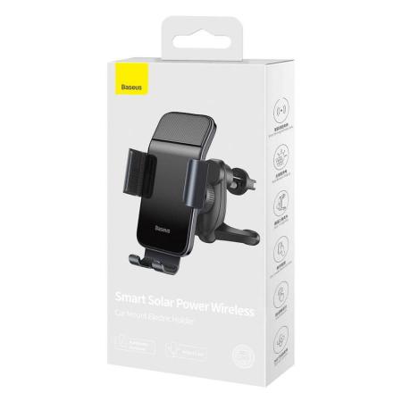 Автомобильный держатель Baseus Smart Solar Power Wireless Car Mount Electric Holder (SUZG000001) Чёрный