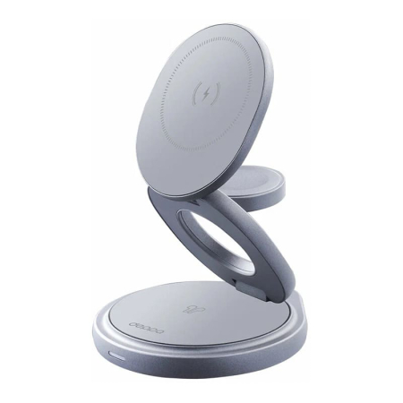 Беспроводная зарядная станция Deppa 3в1 MagSafe Rotation QI складная (23161) Графит