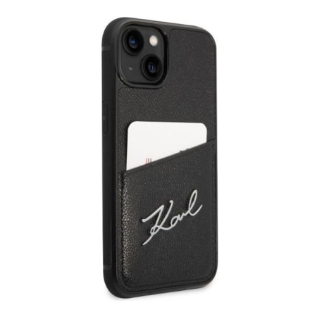 Чехол Karl Lagerfeld для iPhone 14 Plus PU with Cardslot Signature logo Hard (KLHCP14MCSSK) Черный