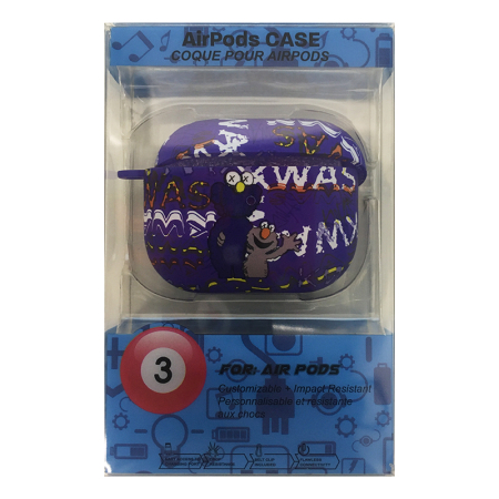Чехол для AirPods 3 COQUE POUR Фиолетовый с рисунком KWAS