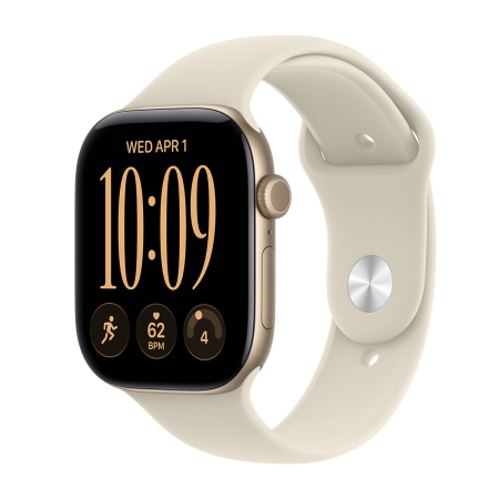Apple Watch Series 12, 46 мм корпус из алюминия цвета «Light Gold», ремешок Sport Band размера M/L цвета «Sand»