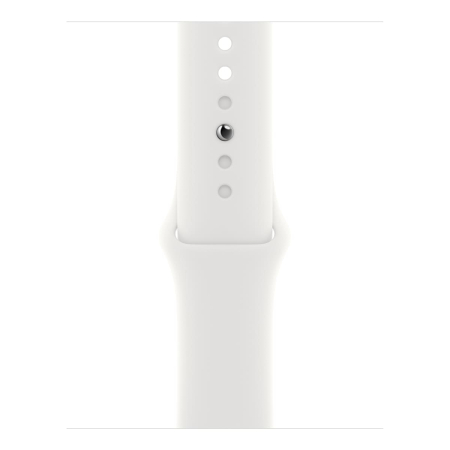 Apple Watch Series 8, 41 мм корпус из алюминия цвета «Silver», ремешок Sport Band размера M/L цвета «White»