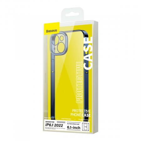 Чехол Baseus для iPhone 14 Glitter PC case +Tempered glass (ARMC021203) Синий