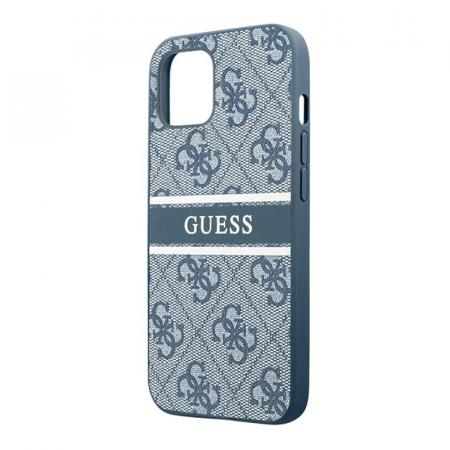 Чехол Guess для iPhone 14 PU 4G Stripe printed logo Hard (GUHCP14S4GDBL) Синий