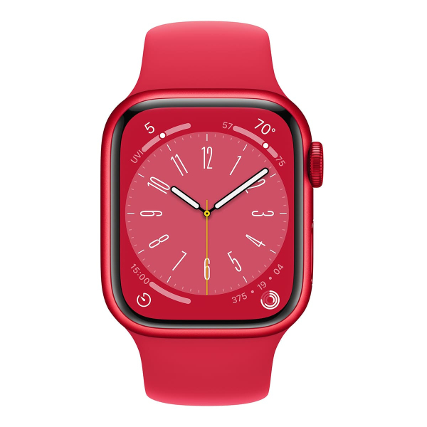Apple Watch Series 8, 41 мм корпус из алюминия цвета (PRODUCT)RED™, ремешок Sport Band размера M/L цвета (PRODUCT)RED™