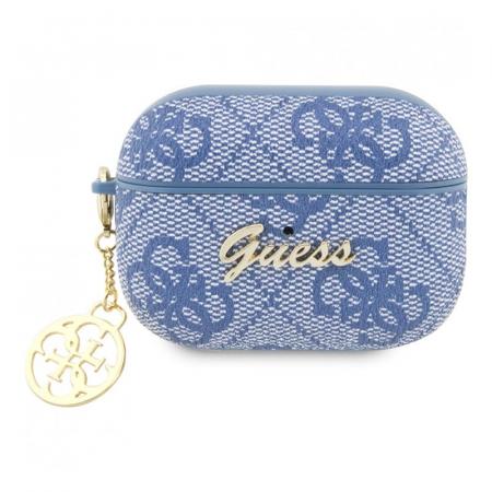 Чехол для Airpods Pro 2 Guess PU leather 4G with metal logo and Heart charm (GUAP2G4GSMB) Синий