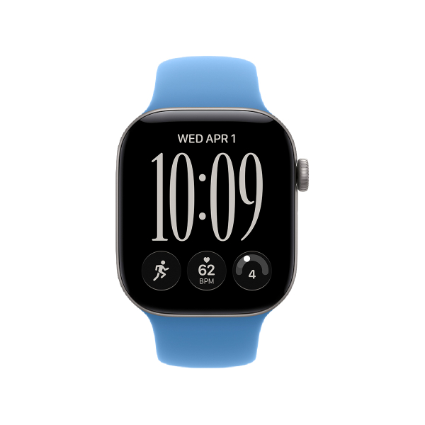 Apple Watch Series 12, 42 мм корпус из алюминия цвета «Space Gray», ремешок Sport Band размера M/L цвета «Wildflower Blue»