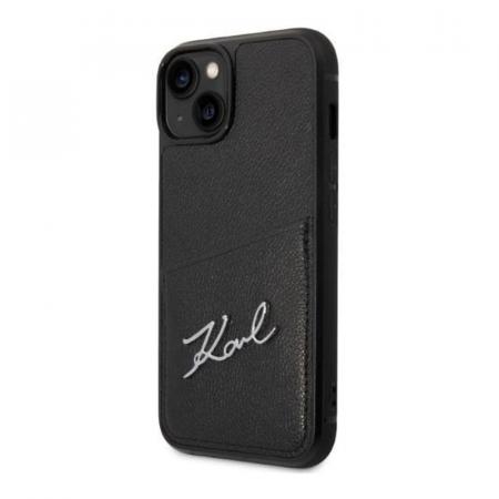 Чехол Karl Lagerfeld для iPhone 14 Plus PU with Cardslot Signature logo Hard (KLHCP14MCSSK) Черный