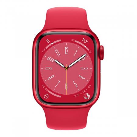 Apple Watch Series 8, 41 мм корпус из алюминия цвета (PRODUCT)RED™, ремешок Sport Band размера S/M цвета (PRODUCT)RED™