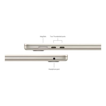 Apple MacBook Air 15" (M3, 8C CPU, 10C GPU, 2024) 16/512Gb SSD (MXD33) Starlight, «сияющая звезда»