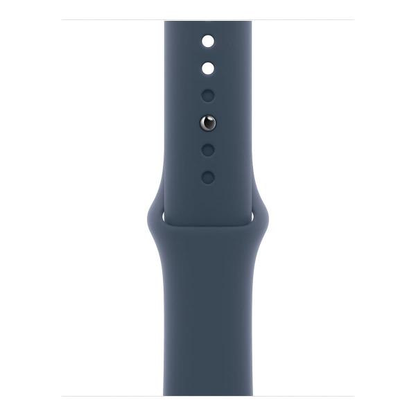 Apple Watch Series 9, 41 мм корпус из алюминия цвета «Silver», ремешок Sport Band размера S/M цвета «Storm Blue»