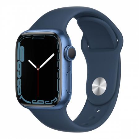 Apple Watch Series 7, 41 мм корпус из алюминия синего цвета,  спортивный ремешок «синий омут»