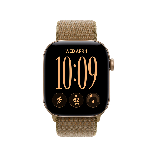 Apple Watch Series 12, 42 мм корпус из алюминия цвета «Light Gold», ремешок Sport Loop цвета «Olive»