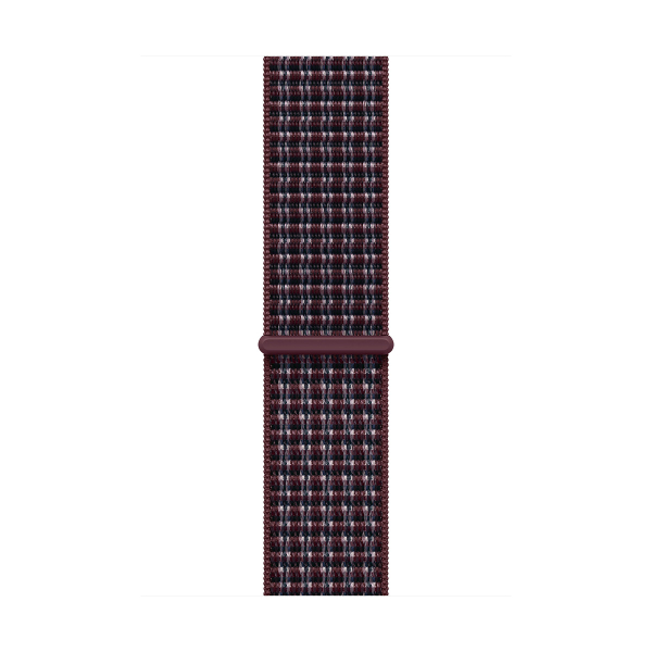 Apple Watch Series 12, 46 мм корпус из алюминия цвета «Black», ремешок Sport Loop цвета «Burgundy Plaid»