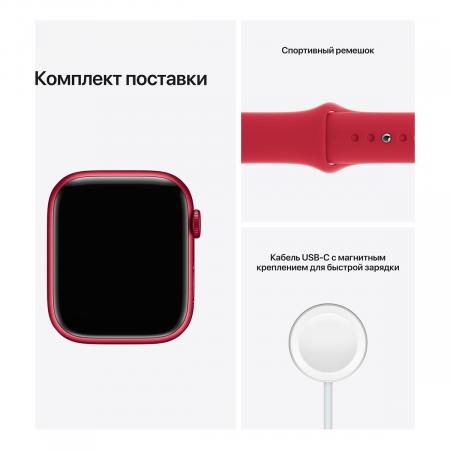 Apple Watch Series 7, 45 мм корпус из алюминия красного цвета, спортивный ремешок (PRODUCT)RED™