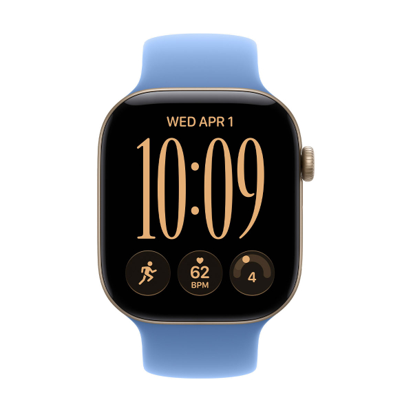 Apple Watch Series 12, 46 мм корпус из алюминия цвета «Space Gray», ремешок Solo Loop цвета «Wildflower Blue»