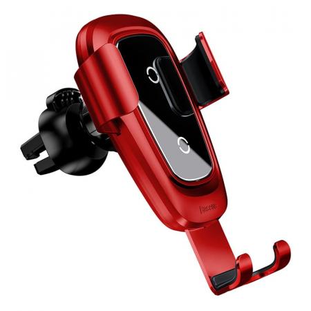 Автомобильный держатель с функцией беспроводной зарядки Baseus Gravity Wireless Charger Car Mount (WXYL-B09) Красный