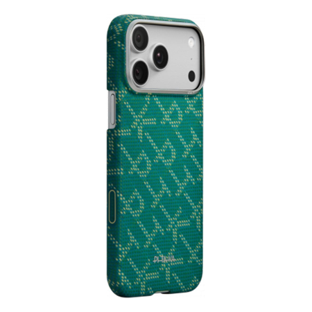 Чехол для iPhone 17 Pro Max Pitaka Monogram Edge Case (KI1701PTKP) Зелёно/золотой