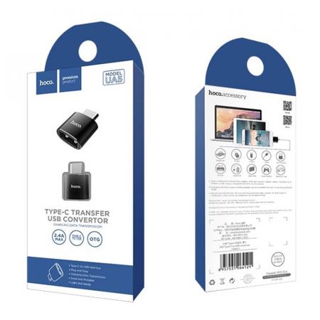 Адаптер hoco. USB - Type-C Converter (UA5) Черный