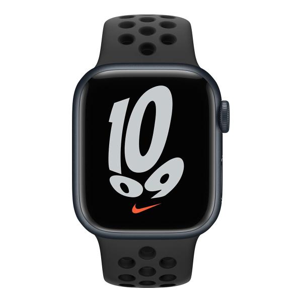Apple Watch Nike Series 7, 41 мм корпус из алюминия цвета «тёмная ночь», спортивный ремешок Nike цвета «антрацитовый/чёрный»
