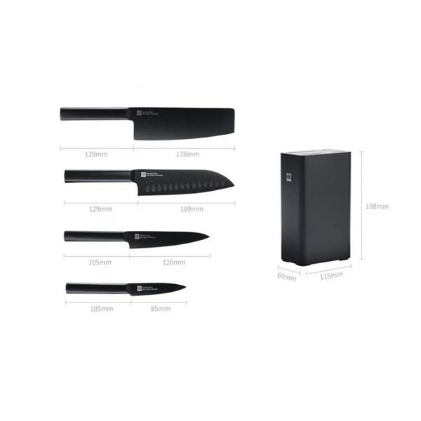 Набор Xiaomi Knife 4 ножа с подставкой (HU0076) Черный