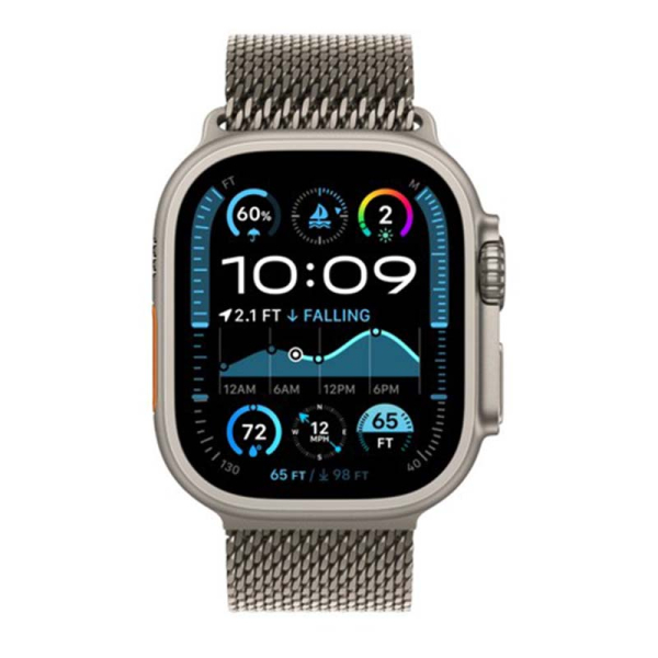 Apple Watch Ultra 2 (2024), 49 мм корпус из титана цвета «Natural», ремешок Titanium Milanese Loop размера M цвета «Natural»