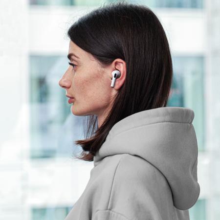 Беспроводные наушники с микрофоном Deppa Air Pro, TWS, BT 5.1, 250 мАч, QI, IPX4 (44167) Белый