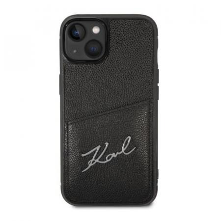 Чехол Karl Lagerfeld для iPhone 14 Plus PU with Cardslot Signature logo Hard (KLHCP14MCSSK) Черный