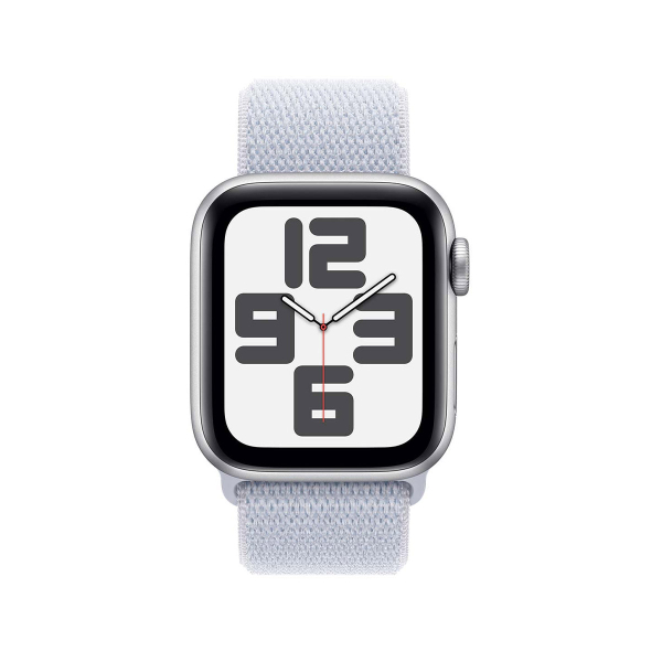 Apple Watch SE (2024), 40 мм корпус из алюминия цвета «Silver», ремешок Sport Loop цвета «Blue Cloud»