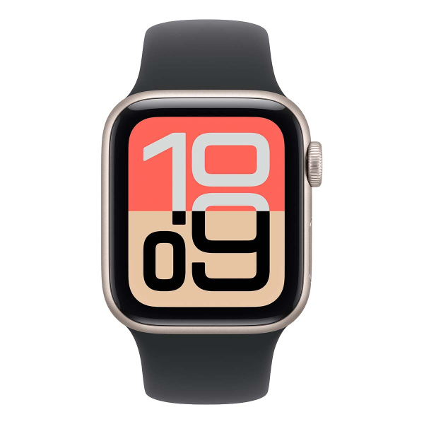 Apple Watch SE 3 (2025), 40 мм корпус из алюминия цвета «Starlight», ремешок Sport Band размера M/L цвета «Midnight» Apple Watch SE 3 (2025), 40 мм корпус из алюминия цвета «Starlight», ремешок Sport Band размера M/L цвета «Midnight»