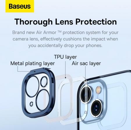 Чехол Baseus для iPhone 14 Glitter PC case +Tempered glass (ARMC021203) Синий