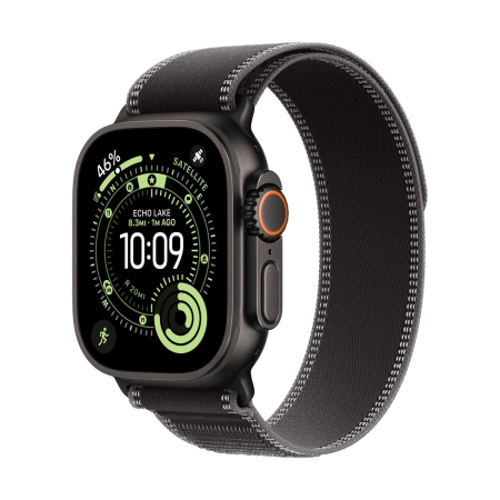 Apple Watch Ultra 3 (2025), 49 мм корпус из титана цвета «Black», ремешок Trail Loop размера S/M цвета «Black/Charcoal»