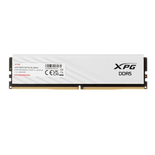 Оперативная память ADATA XPG Lancer Blade (AX5U5600C4616G SLABWH) DDR5 16GB 5600MHz CL46 UDIMM 1x16GB White