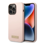 Чехол Guess для iPhone 14 Pro Max с Magsafe CG Mobile Liquid silicone Plate metal logo Hard (GUHMP14XSBPLP) Розовый